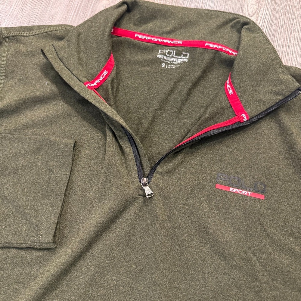 Polo Ralph Lauren Mens‎ Small Performance Thermovent 1/4 Zip Longsleeve Green